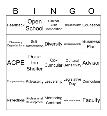 CoCa Bingo Card