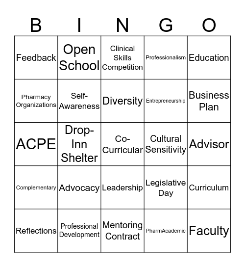 CoCa Bingo Card