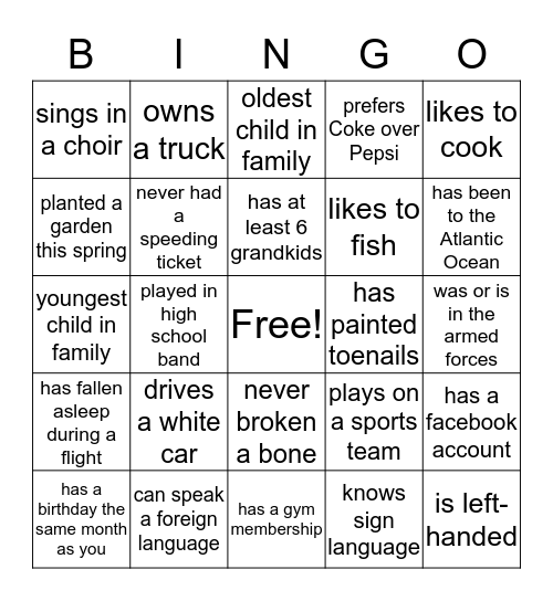 Brouhard Family Reunion- Bingo Card