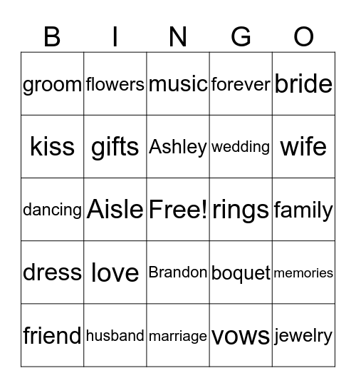 Ashley Bingo Card