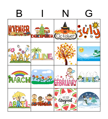 Months and Seasons Bingo Card