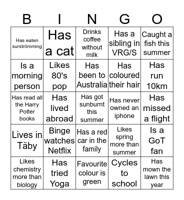 VRG Bingo  Bingo Card