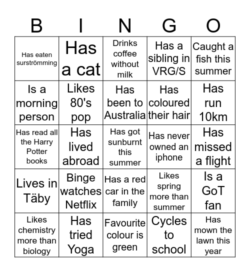 VRG Bingo  Bingo Card