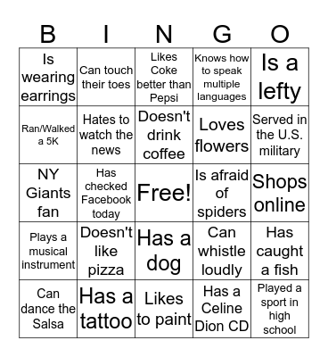 Find someone who... Bingo Card