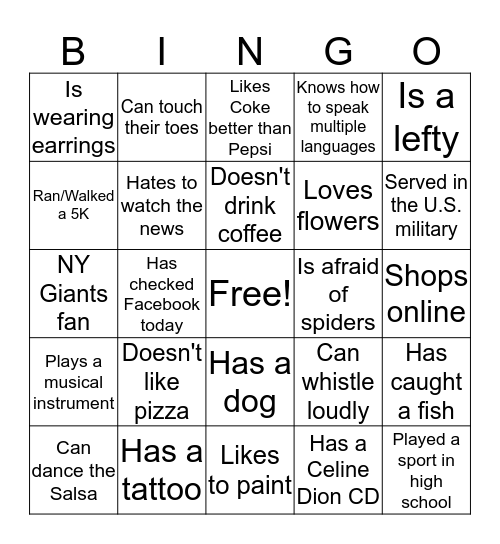 Find someone who... Bingo Card