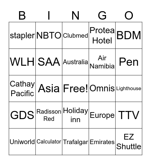 Silver Lakes Bingo Card
