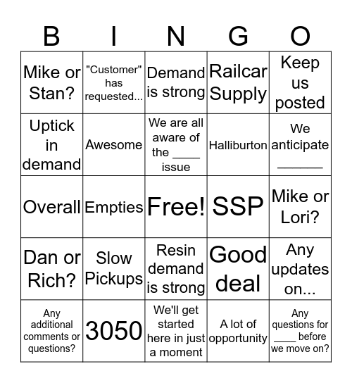 AssetOp BINGO Card