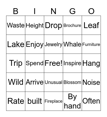 vocabulay Bingo Card