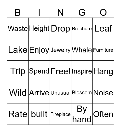 vocabulay Bingo Card