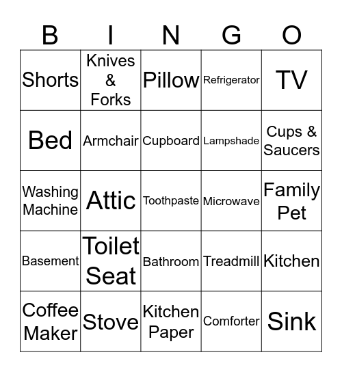 All in the House Bingo Card