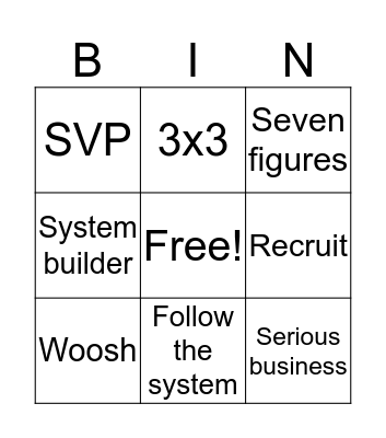 WFG Bingo Card