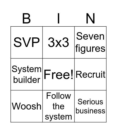 WFG Bingo Card