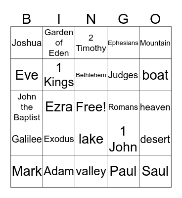 Bible Lesson Review Bingo Card