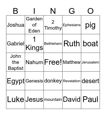 Bible Lesson Review Bingo Card