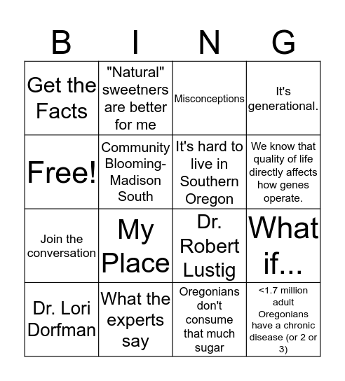 Place Matters Oregon! Bingo Card