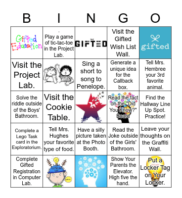 Elementary Gifted Open House  Bingo Card