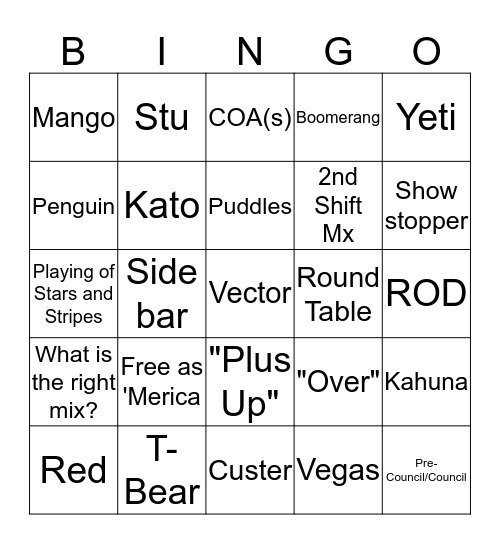 TFI BINGO Card
