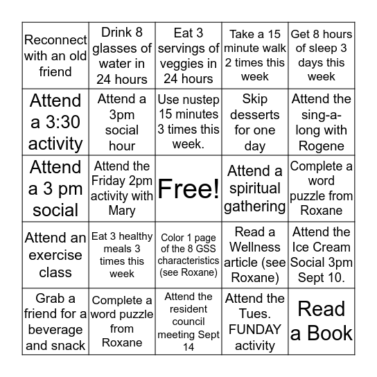 PRAIRIE CREEK BINGO WEEK Bingo Card