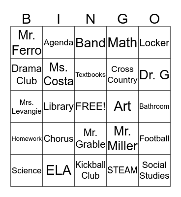 Welcome to WMS! Bingo Card