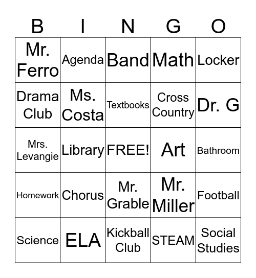 Welcome to WMS! Bingo Card