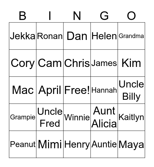 BINGO Card