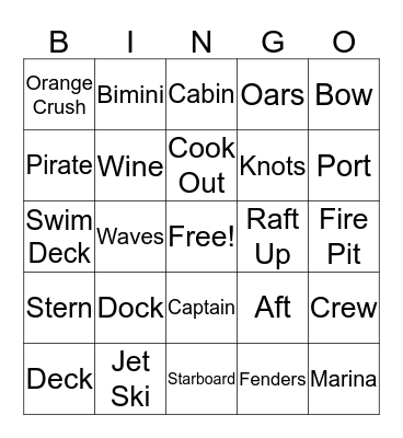 Boating Bingo Card