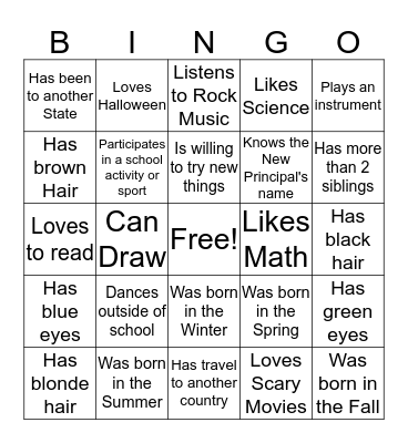 Get to Know You Bingo Card