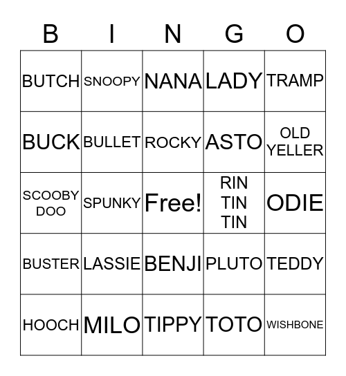 DOG DAYS OF SUMMER Bingo Card