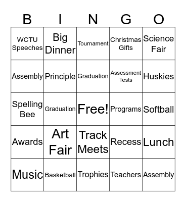 Class of 1978 Bingo Card