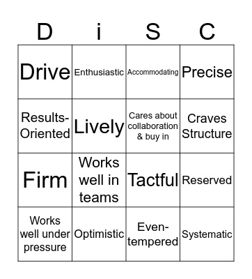 DiSCo Party Bingo Card
