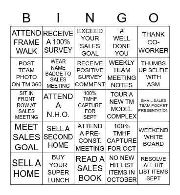 TAYLOR MORRISON "ALL STAR" BINGO Card