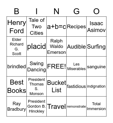 Lifelong Learning Bingo Card