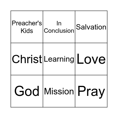 Sermon Bingo Card