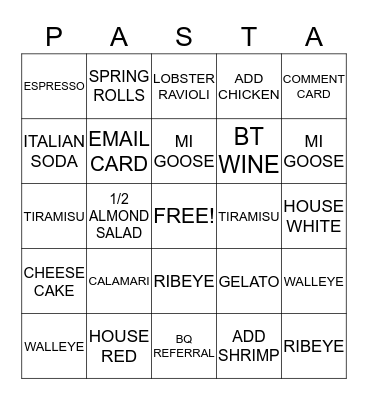 PIETRO'S BINGO Card