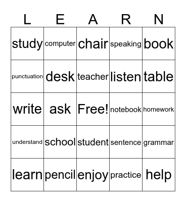 Learning is Fun Bingo Card