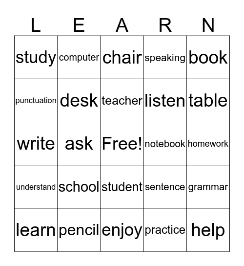 Learning is Fun Bingo Card