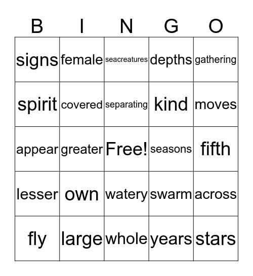 Compass Week 1 Bingo Card