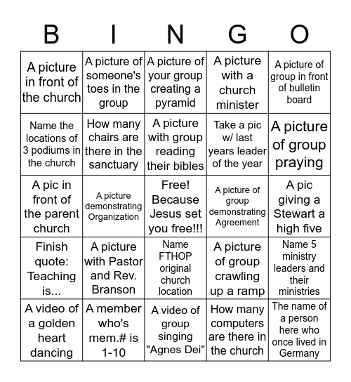 From The Heart Scavenger Hunt Bingo Card