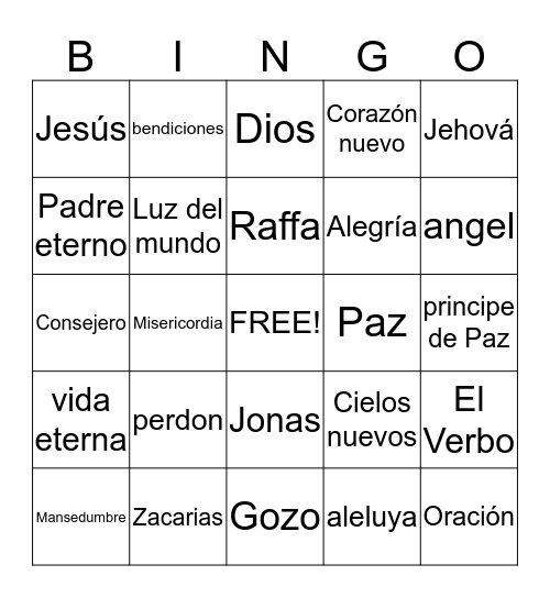 Principe de Paz   Bingo Card