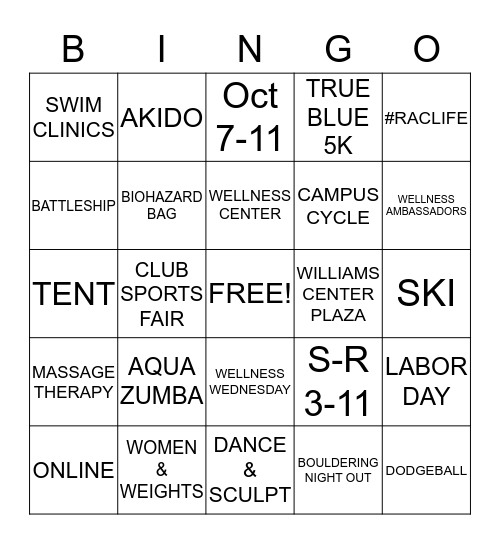 PROGRAM UPDATES Bingo Card