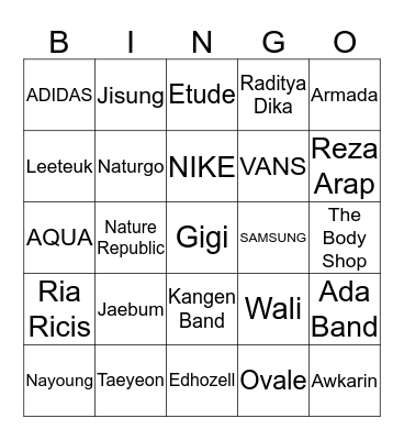 Adeera's Bingo Card