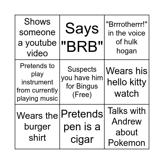 BINGUS: Nick Bingo Card