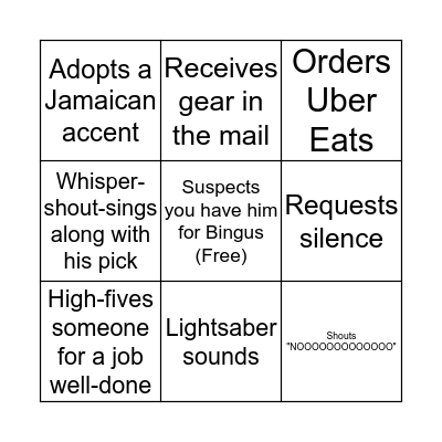 BINGUS: Jeremy Bingo Card