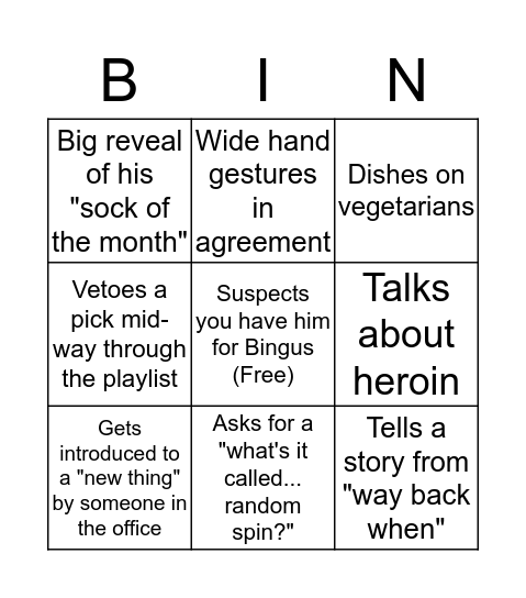 BINGUS: Gregg Bingo Card