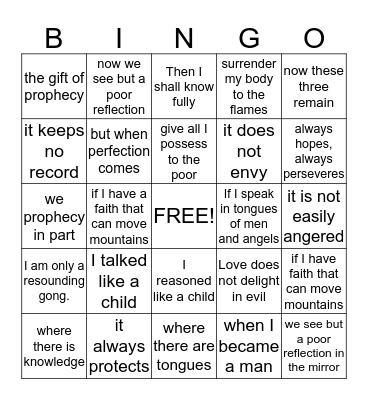 Love Bingo Card