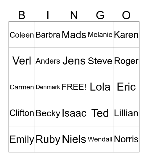 2013 Jensen Reunion Bingo Card