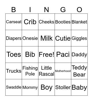 Callie's Baby Shower Bingo! Bingo Card