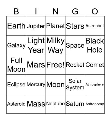 Eclipse Bingo Card