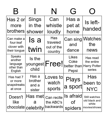 Getting to Know Your Peers Bingo Card