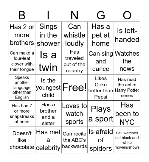 Getting to Know Your Peers Bingo Card